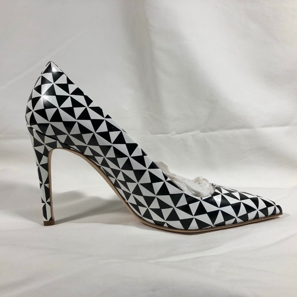 J. Crew Black and White triangle patterned heels - Picture 3 of 5